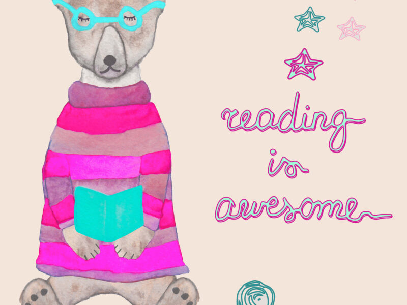 cartoon reading bear