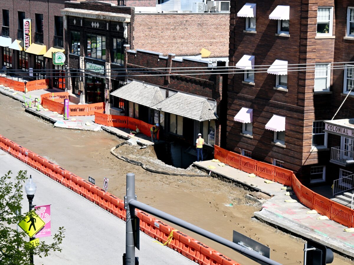 Omaha has another sinkhole. This one swallowed a sidewalk on the streetcar route