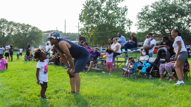Spectators at an Urban Flag Football League game on July 16, 2021. Photo by Chris Bowling.