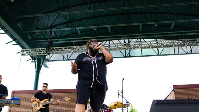 J Crum peforms at the Maha Music Festival on July 31, 2020. Photo by Chris Bowling.