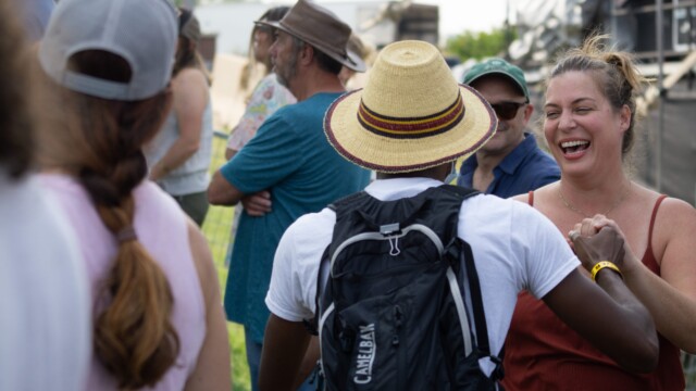 Festival attendees dance to Edem Soul Music at the Maha Music Festival on July 31, 2021. Photo by Chris Bowling.