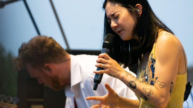 Michelle Zauner of Japanese Breakfast performs at the Maha Music Festival on July 31, 2021.