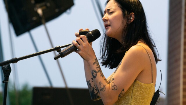 Michelle Zauner of Japanese Breakfast performs at the Maha Music Festival on July 31, 2021.