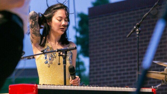 Michelle Zauner of Japanese Breakfast performs at the Maha Music Festival on July 31, 2021.