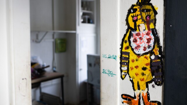 Art made by Dana Swope's 9-year-old daughter on the walls of her apartment. Photo taken by Chris Bowling on Jan. 25, 2022.