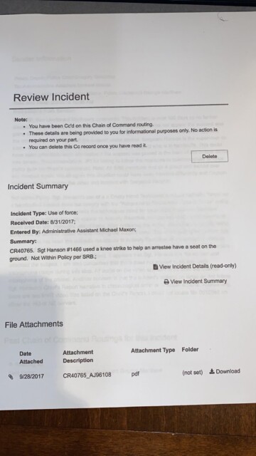 Omaha Police Department Safety Review Board communication.