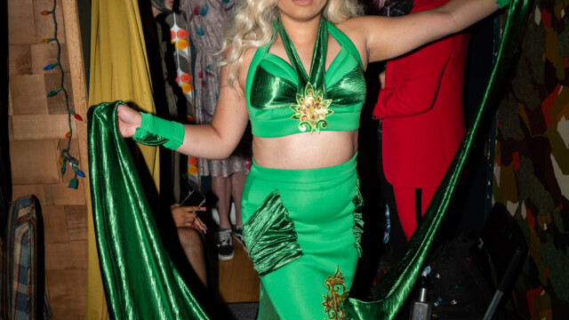 Drag performer BabyGirl poses for a photo at a drag benefit show at Tiny House bar on April 15, 2023. Photo by Chris Bowling.